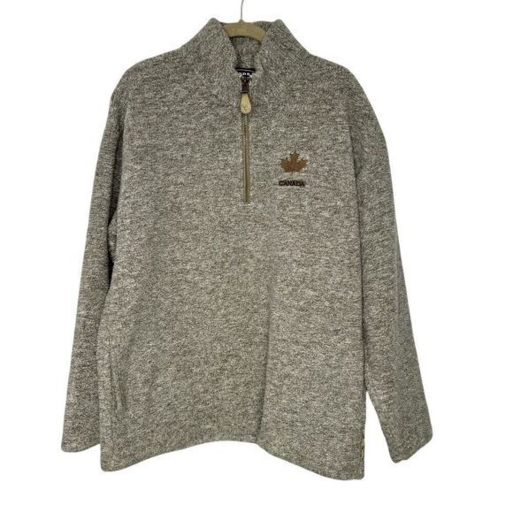 Tundra Sport Canada Quarter Zip Pullover Maple‎ Leaf Vintage Fleece Sweater L/G